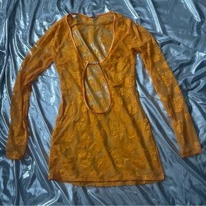 SOLD 💛 Yellow Amber Savage X Fenty Longsleeve Lace Slip